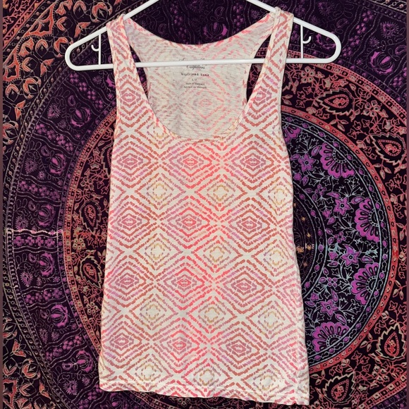 American Eagle Outfitters Pink and Orange Fitted Sleeveless Tank Top - Picture 1 of 3
